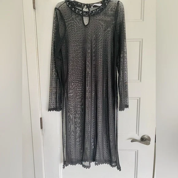 knee length dresses for ladies ZARA.Black mesh dress Tm – Hibuy market main image 0